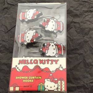 Hello Kitty Christmas Santa shower curtain hooks. Set of 12.